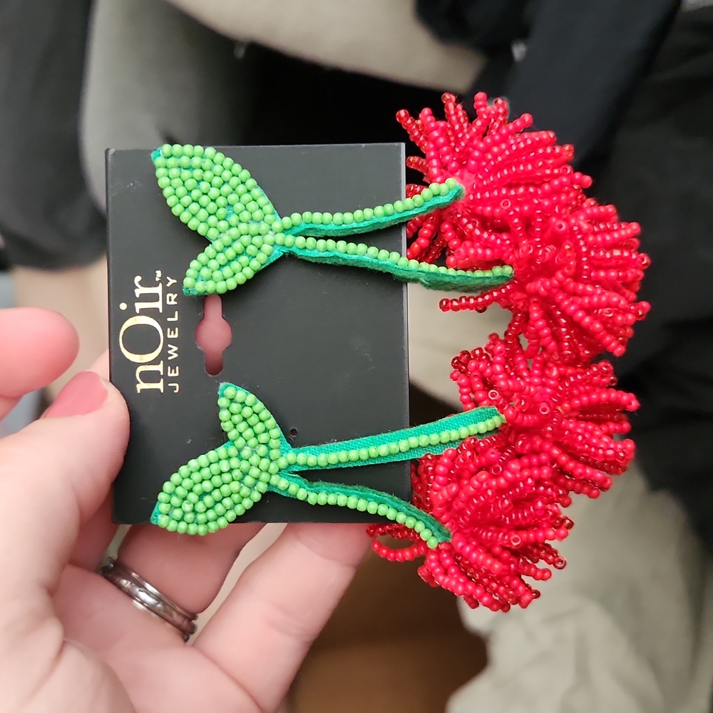 Bead cherry earrings